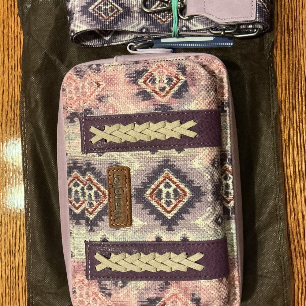 Wrangler Purple and Cream Patterned Crossbody Bag